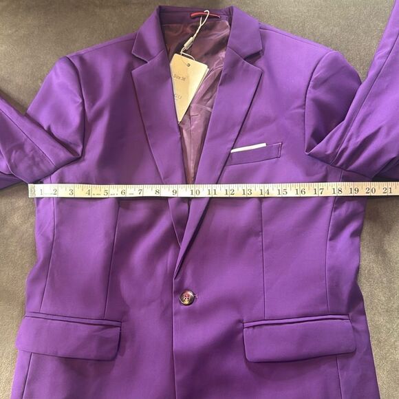 Men’s Mogu Purple Suit Jacket Blazer One Button Notched Lapel Size 36 NWT - Picture 8 of 11